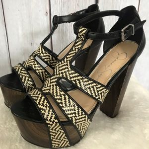 Jessica Simpson Houndstooth High Heel Sandal Sz6.5